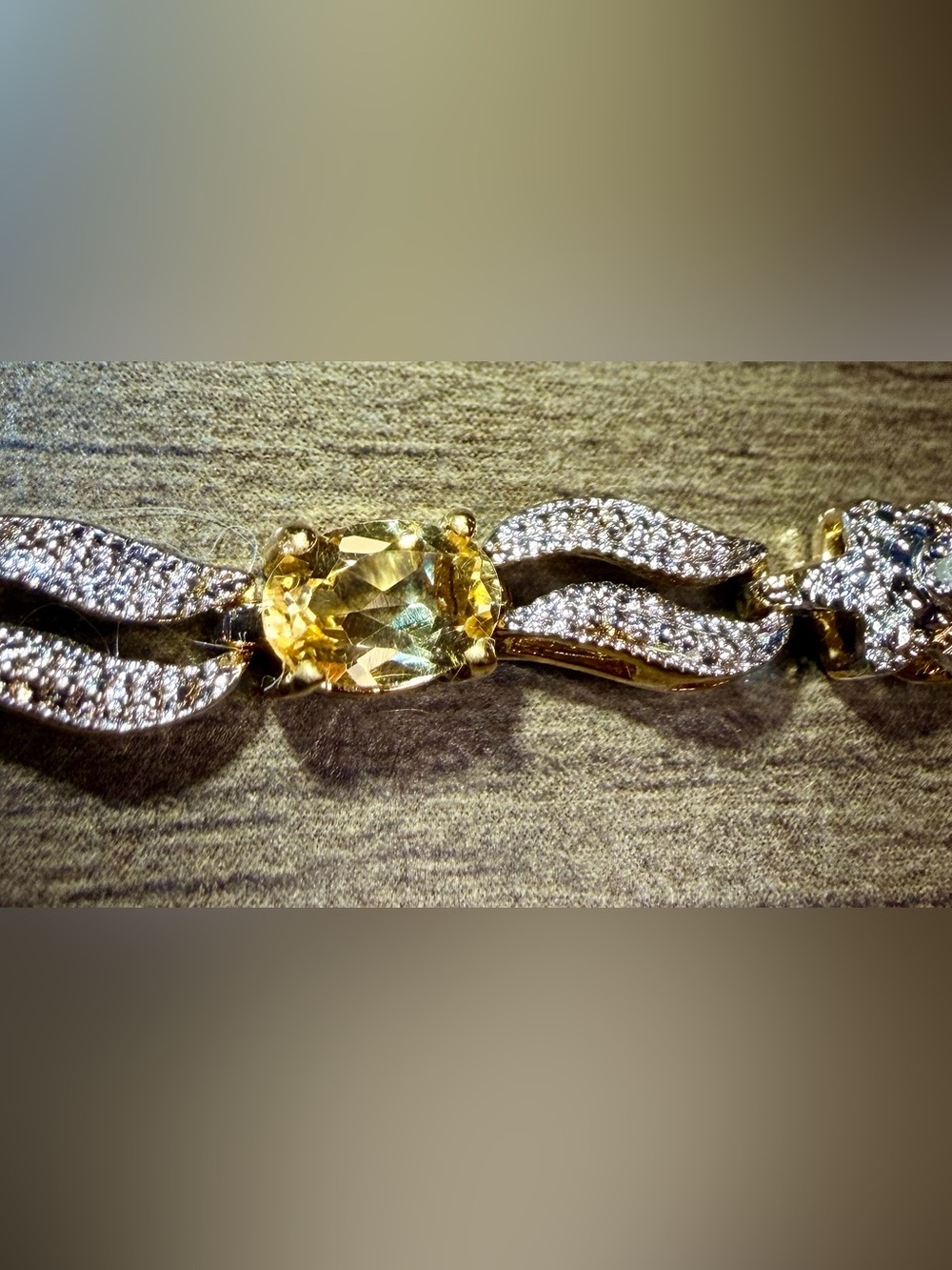 2.45 CTW AAA Citrine & Diamond 18K Yellow Gold Plated 8” Bracelet - Picture 3 of 9